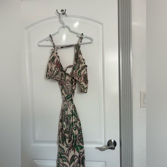 Zara Floral Leaf Print Linen Blend MIDI dress size small boho bloggers favorite - Picture 15 of 15
